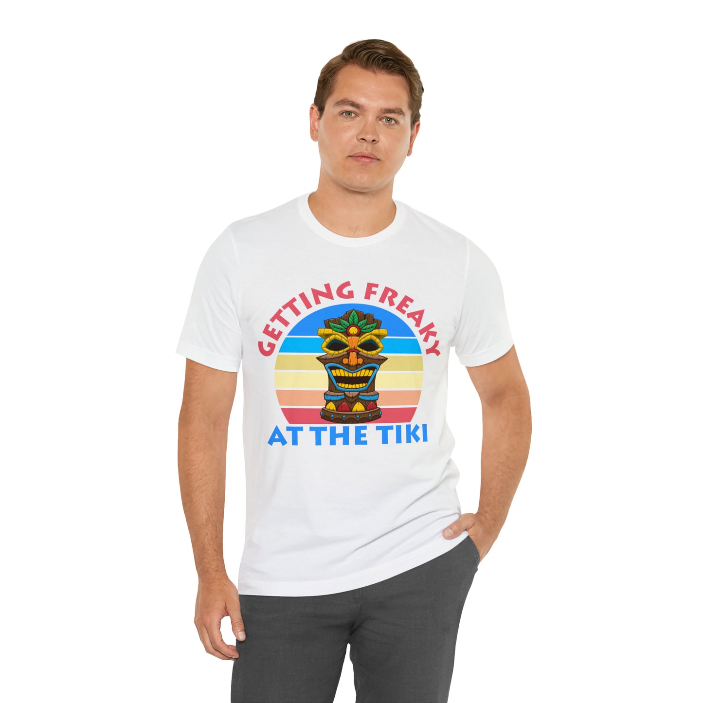 Getting Freaky at the Tiki Unisex Jersey Short Sleeve Tee