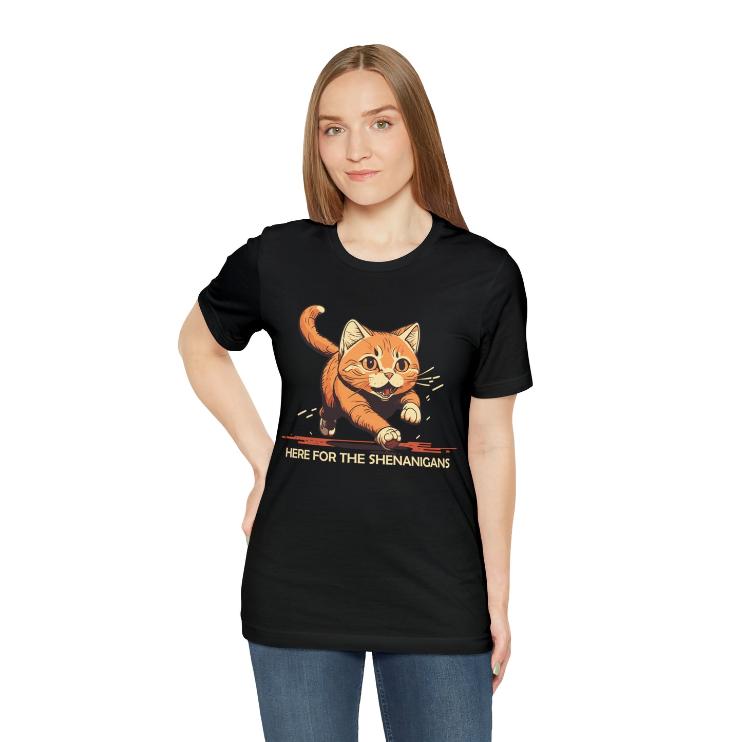 VT Here for the shenanigans tabby cat Unisex Jersey Short Sleeve Tee