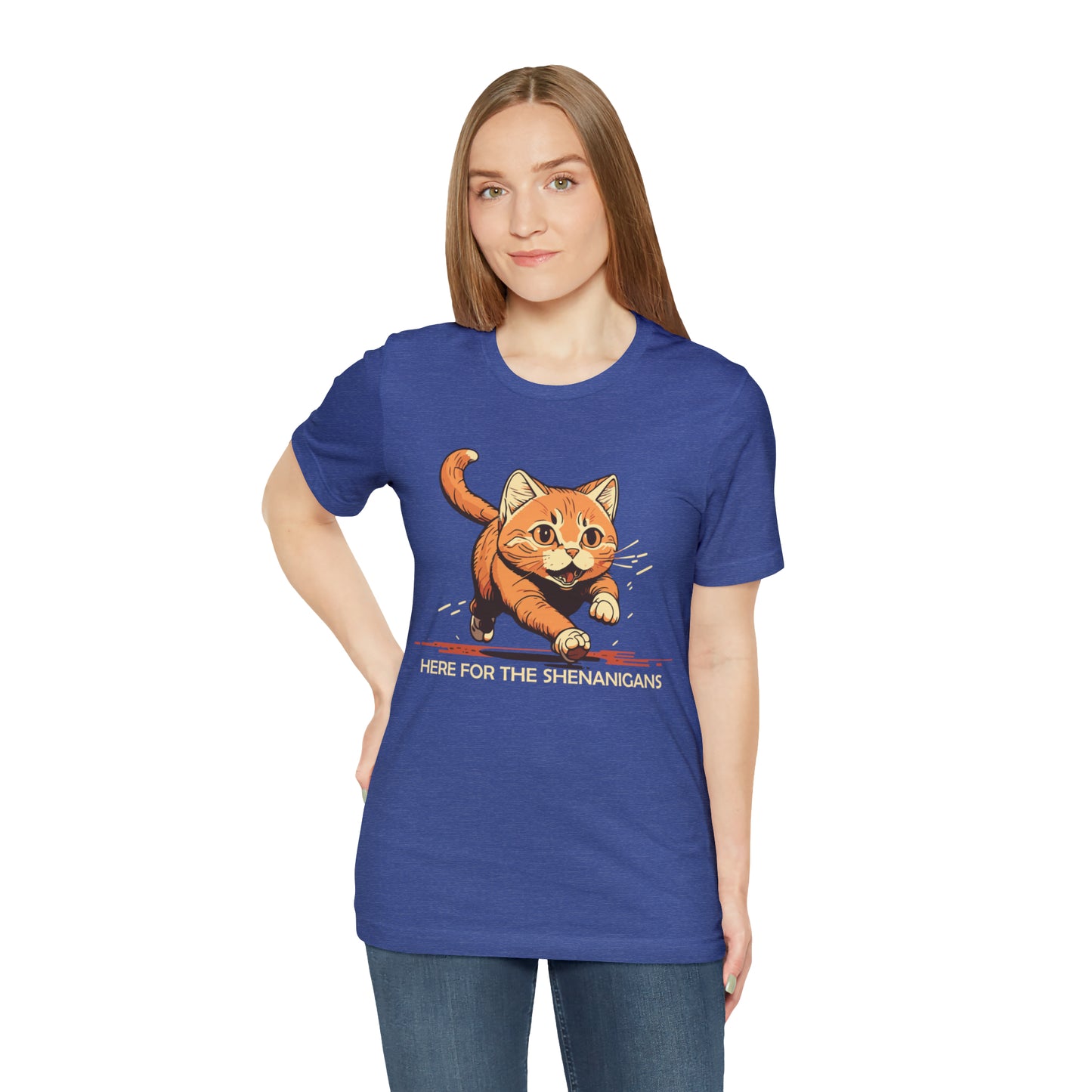 VT Here for the shenanigans tabby cat Unisex Jersey Short Sleeve Tee