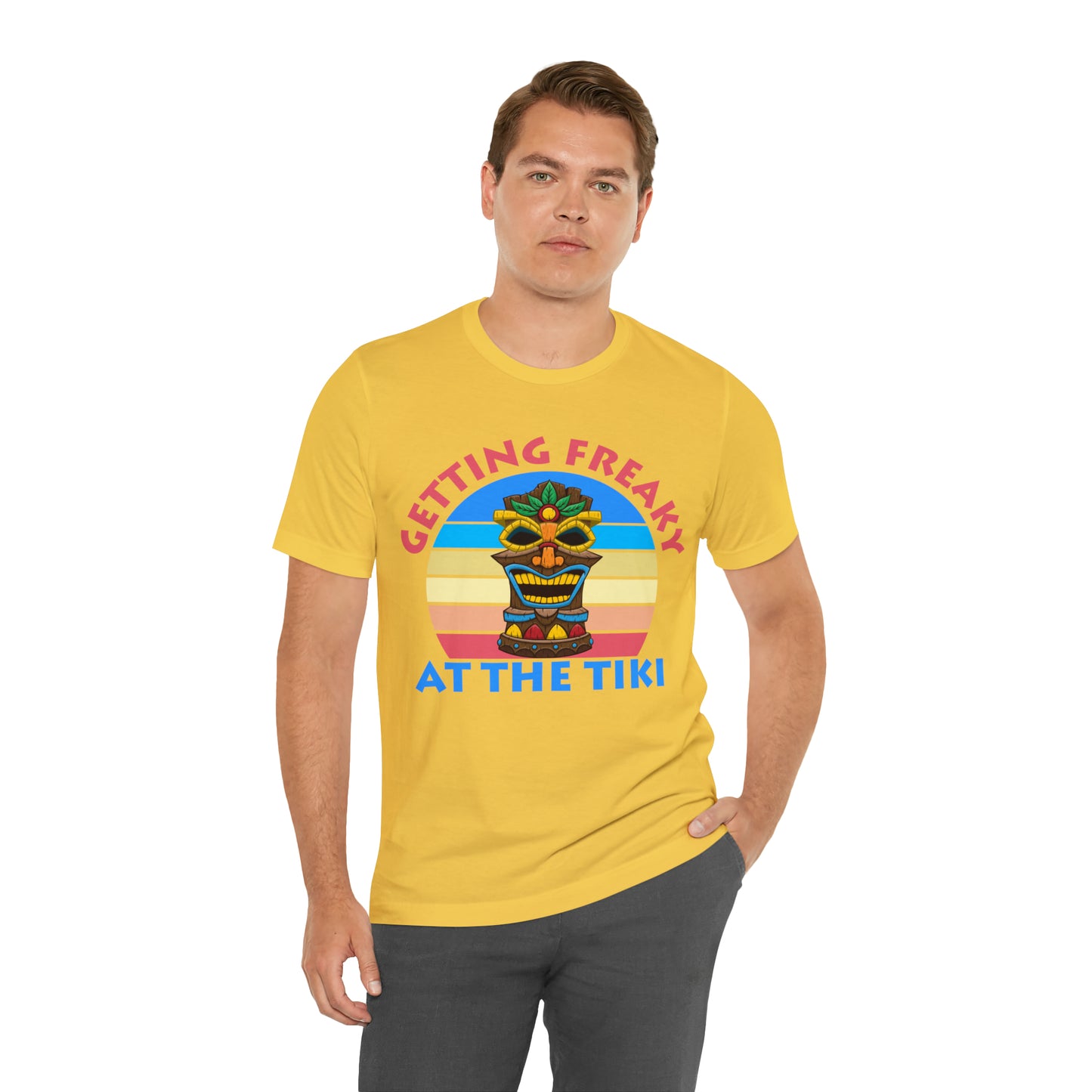 Getting Freaky at the Tiki Unisex Jersey Short Sleeve Tee