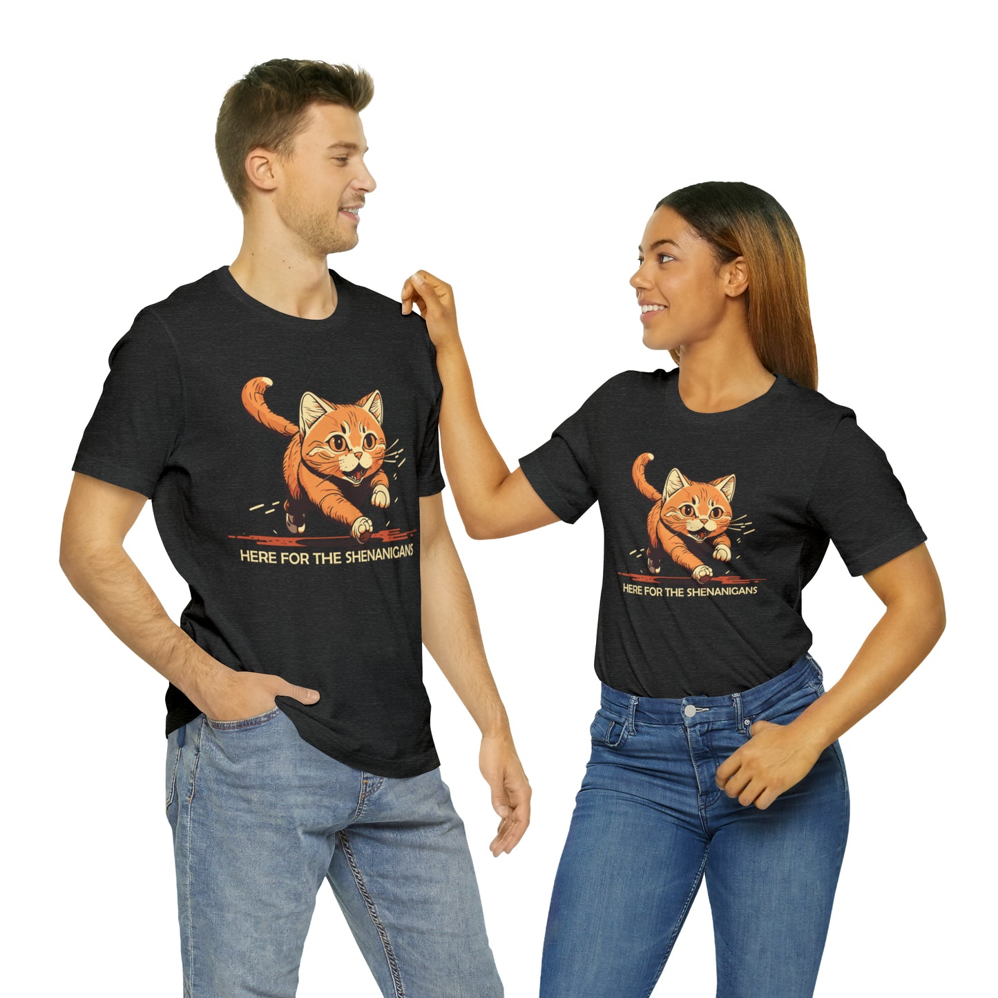 VT Here for the shenanigans tabby cat Unisex Jersey Short Sleeve Tee