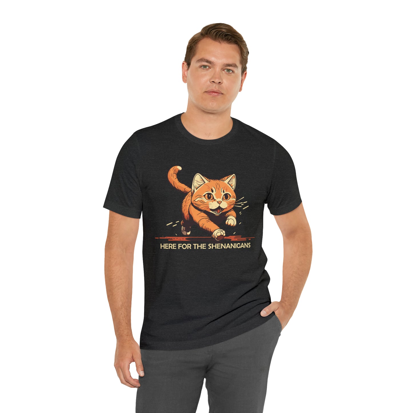 VT Here for the shenanigans tabby cat Unisex Jersey Short Sleeve Tee